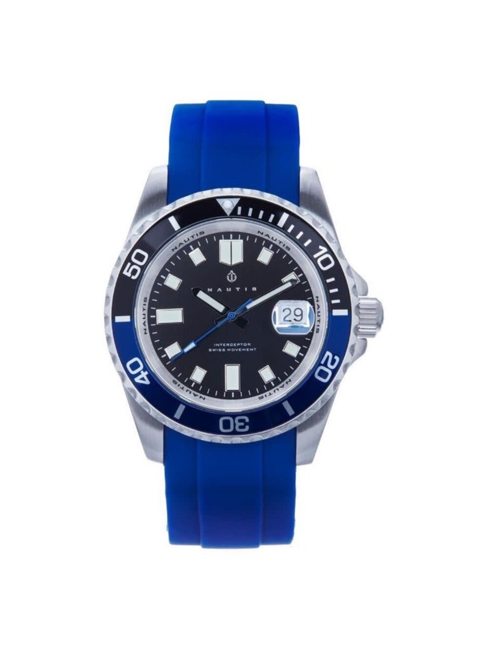 NWT Nautis Interceptor Quartz Black Dial Batman Bezel Men's Watch